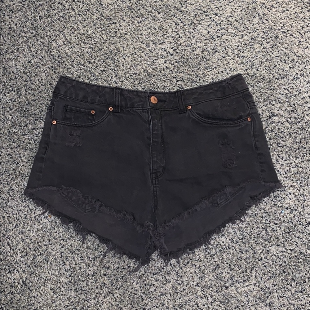 black denim high rise shorts